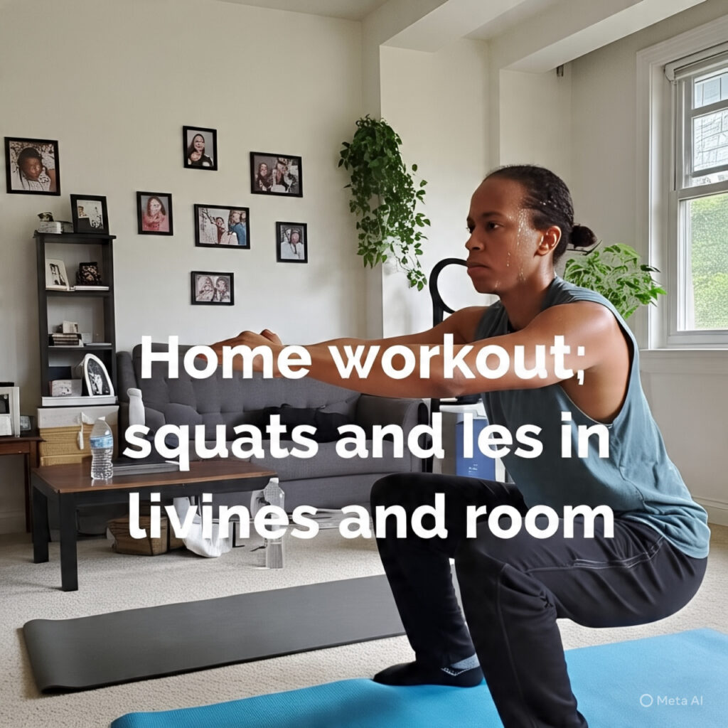 "Home workout: squats and lunges in living room" 10-minute morning workout